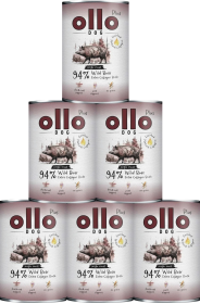 Ollo Plus Wild Boar with Collagen Dog Adult Mokra Karma z dziczyzną i kolagenem dla psa 12x400g PAKIET