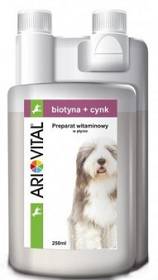 ArioVital Biotyna+Cynk Preparat w płynie dla psa i kota 250ml (Data ważności 30.04.2024)