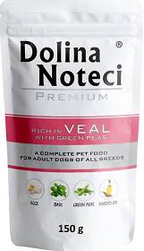 Dolina Noteci Premium Adult Mokra Karma z cielęciną i zielonym groszkiem dla psa 150g
