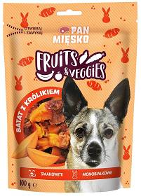 Pan Mięsko Fruits&Veggies Przysmak z batatami i królikiem dla psa 100g