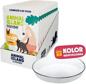 Animal Island Everyday Chicken in Broth Mokra Karma z kurczakiem w rosole dla kota 12x85g + Talerzyk GRATIS