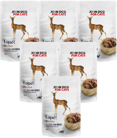 John Dog for Cats Lapé Deer in Broth Mokra Karma z sarną w sosie dla kota 10x100g PAKIET