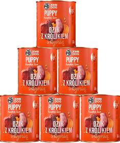 John Dog Pumpkin Line Junior Mokra Karma z dzikiem, królikiem i dynią dla psa 6x800g PAKIET