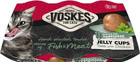 Voskes Original Adult Jelly Cups Tuna & Chicken Przysmak z tuńczykiem i kurczakiem dla kota 6x25g