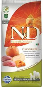 Farmina N & D Pies Pumpkin Medium & Maxi Adult Boar & Apple Sucha Karma z dziczyzną 12kg