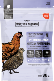 Wiejska Zagroda Sterlised Adult Sucha Karma z kurczakiem i przepiórką dla kota 400g