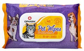 Opharm Dogs&Cats Pet Wipes Chusteczki nawilżane do łap i sierści  48szt.