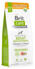 Brit Care Sustainable Pies Adult Medium Chicken&Insect Sucha Karma 12kg + 2kg GRATIS