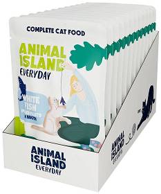 Animal Island Everyday White Fish in Broth Mokra Karma z białą rybą w rosole dla kota 12x85g