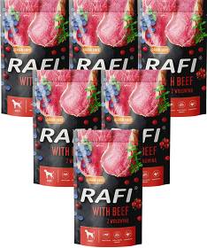 Rafi Pies Beef Mokra Karma z wołowiną, borówką i żurawiną 10x500g (saszetka)
