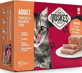 Voskes Original Adult Pate Turkey with Chicken&Pumpkin Mokra Karma z indykiem i kurczakiem dla kota 8x85g PAKIET