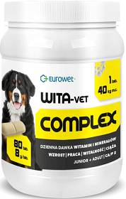 Eurowet Wita-Vet Complex t Ca/p2 Preparat witaminowy dla psa 80tab.