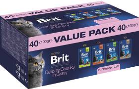 Brit Premium Kot Sterilised Delicate Chunks in Gravy Value Pack Kawałki w sosie 40x100g PAKIET