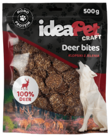 IdeaPet Craft Deer Bites Przysmak Klopsiki z jelenia dla psa 500g