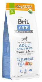 Brit Care Sustainable Pies Adult Large Chicken&Insect Sucha Karma 12kg + 2kg GRATIS