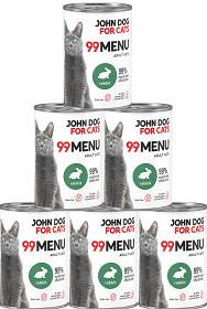 John Dog for Cats 99 MENU Adult Rabbit Mokra Karma z królikiem dla kota 6x400g PAKIET