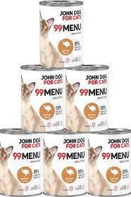 John Dog for Cats 99 MENU Adult Guinea Fowl Mokra Karma z perliczką dla kota 6x400g PAKIET
