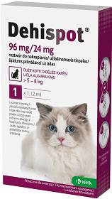 KRKA Dehispot 96 mg/24  Roztwór do nakrapiania dla kota 5-8kg (1 pipeta 1.12ml)