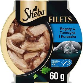 Sheba Filets Mokra Karma z tuńczykiem i kurczakiem w sosie dla kota 60g