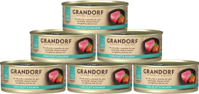 Grandorf Adult Tuna&Salmon Fillet Mokra Karma z tuńczykiem i łososiem  w sosie dla kota dla kota 6x70g PAKIET